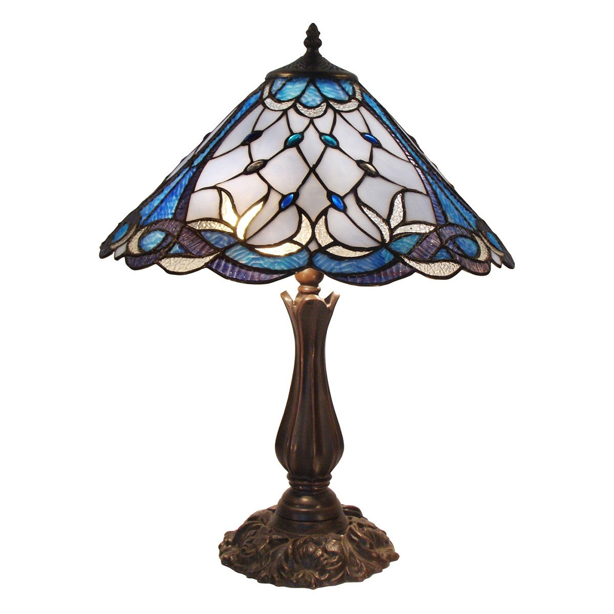 Talia Tiffany Style Table Lamp - Blue - Notbrand