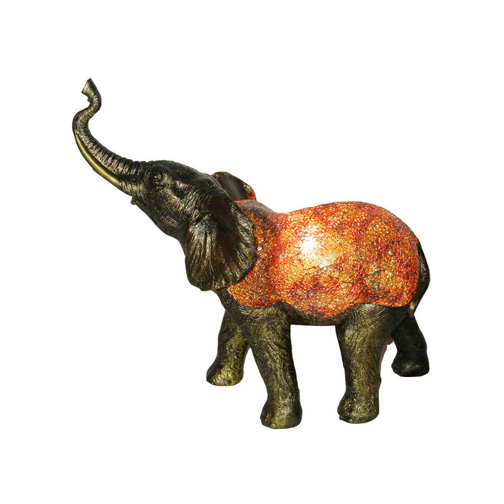 Elephant Tiffany Style Table Lamp - Brass - Notbrand