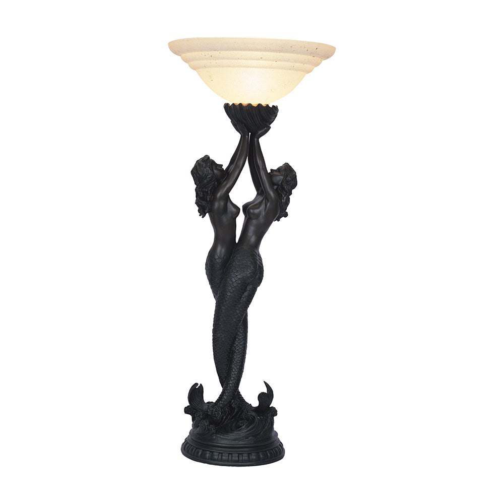 Twin Mermaid Art Deco Lady Figurine Table Lamp - Bronze - Notbrand