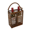 Caged Tan Leather Two Bottle Wine Holder with Handle - Notbrand