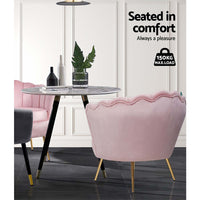 Artiss Armchair Lounge Chair Accent Armchairs Retro Single Sofa Velvet Pink - Notbrand