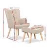 Artiss Armchair Lounge Chair Fabric Sofa Accent Chairs and Ottoman Beige - Notbrand