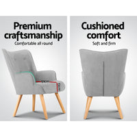 Artiss Armchair & Ottoman - Light Grey - Notbrand
