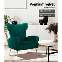 Artiss Accent Velvet Sofa - Green