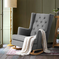 Artiss Rocking Armchair Feeding Chair Linen Fabric Armchairs Lounge Retro Grey - Notbrand