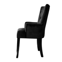 Artiss Dining Chairs French Provincial Chair Velvet Fabric Timber Retro Black - Notbrand
