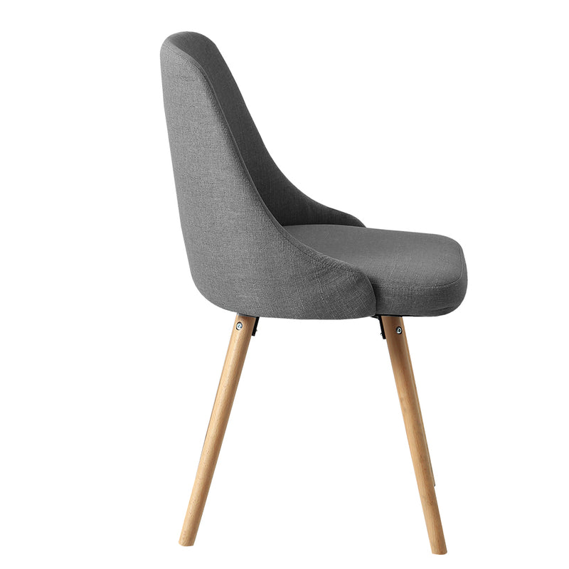 Artiss Set of 2 Replica Dining Chairs Beech Wooden Timber Chair Kitchen Fabric Grey - Notbrand