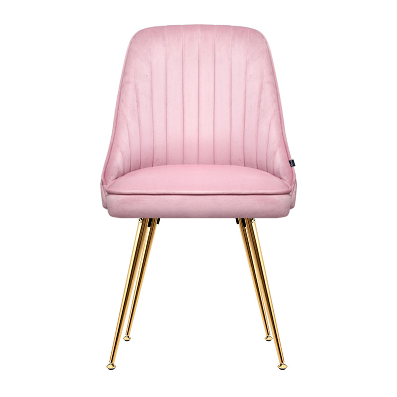 Artiss Set of 2 Dining Chairs Retro Chair Cafe Kitchen Modern Iron Legs Velvet Pink - Notbrand