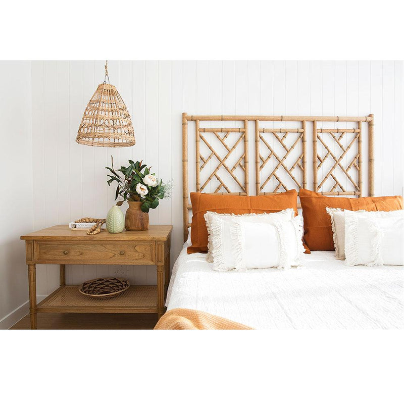 Paloma Chippendale Bedhead in Weathered Oak - Queen Size - Notbrand