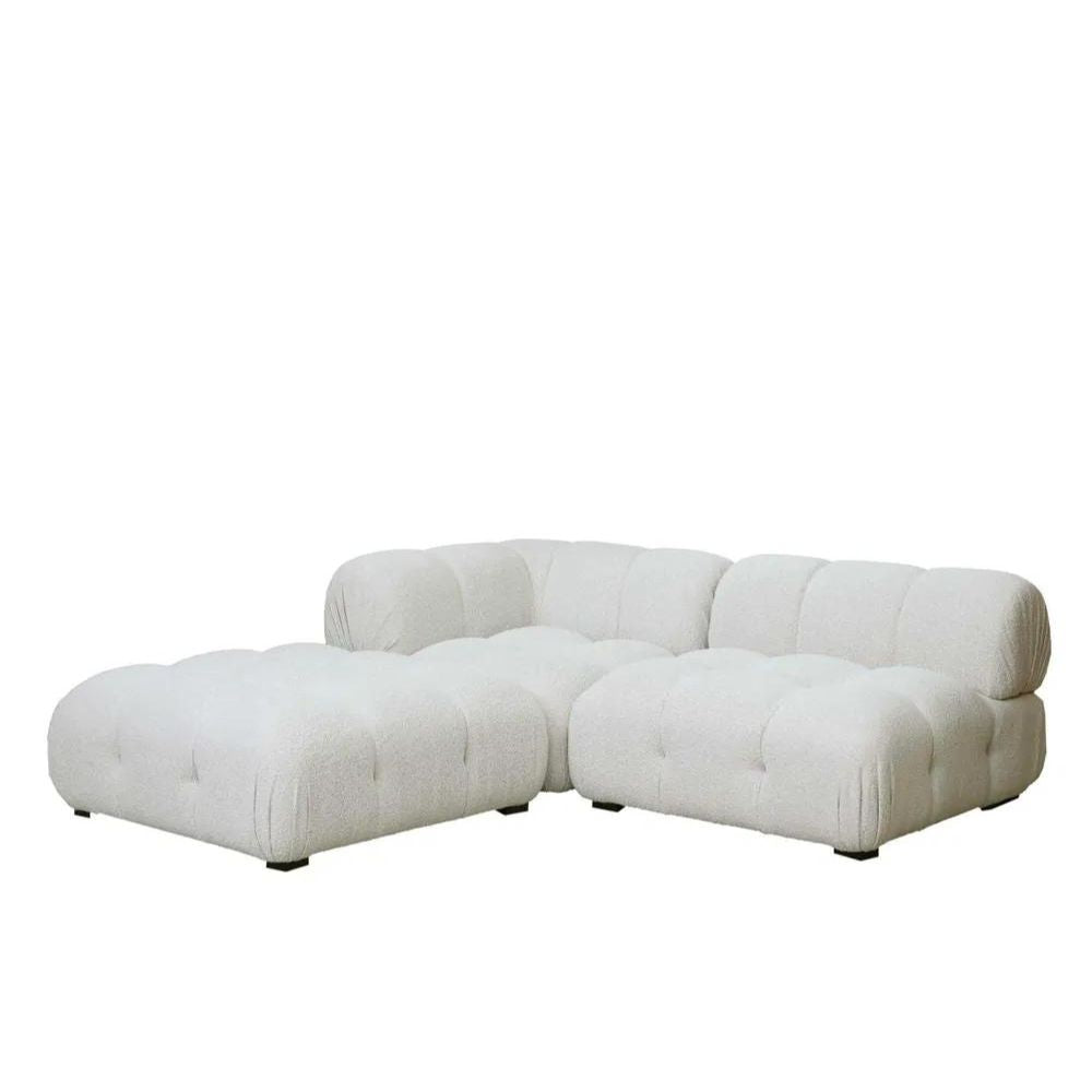 Hugo Vanilla Boucle L Shape Sofa - White - Notbrand