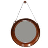 Round Mirror with Tan Leather Border - Notbrand