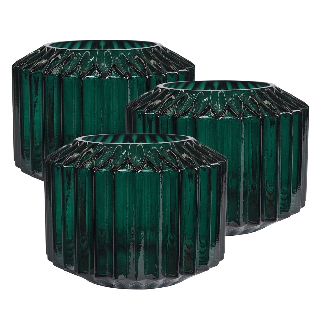 Set of 3 Lune Gem Glass Vases in Jade - Small - Notbrand