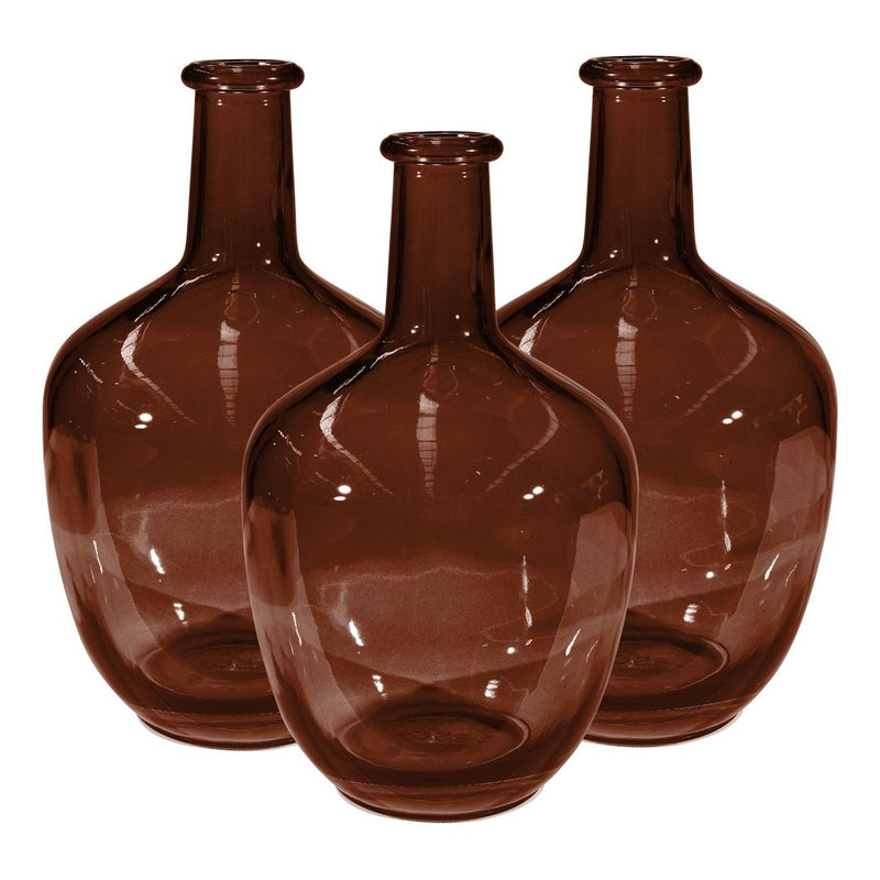 Set of 3 Lune Bottle Glass Vase in Amber - Medium - Notbrand