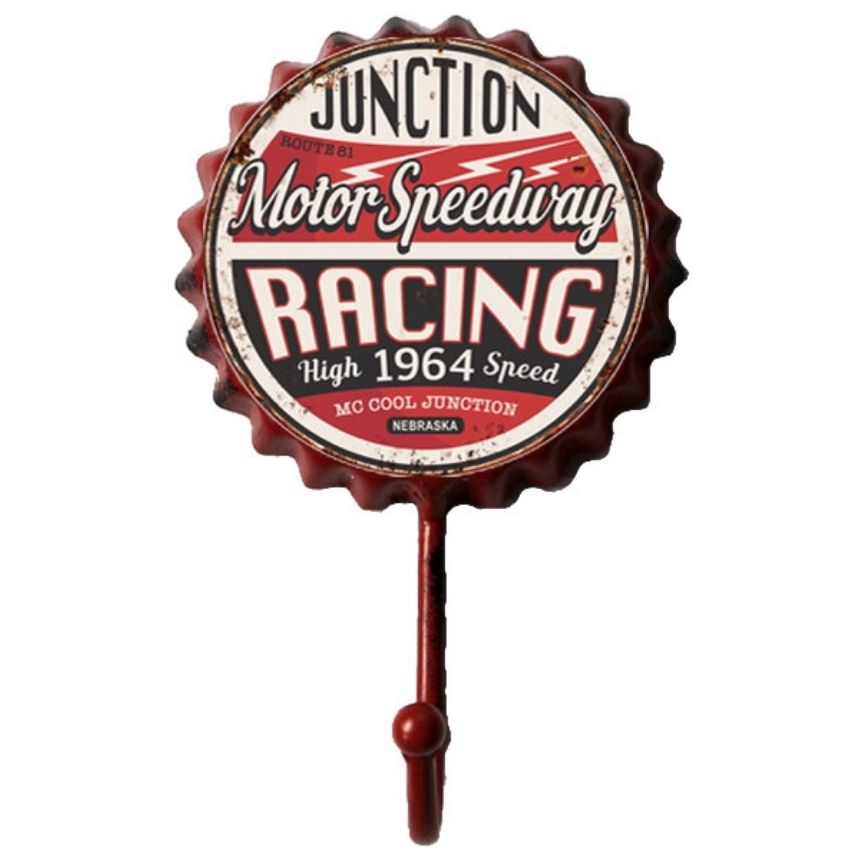 Retro Tin Bottle Cap Single Wall Hook - Motor Speedway Racing - Notbrand