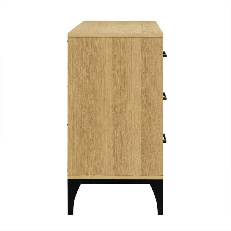 Scandic European Beech Solid Chest of Drawers - Natural and Black - Notbrand