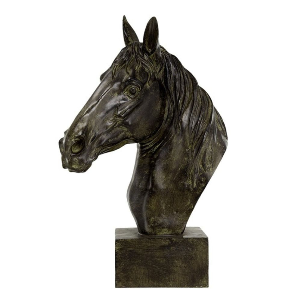 Polyresin Horse Head Statue On Base - Notbrand
