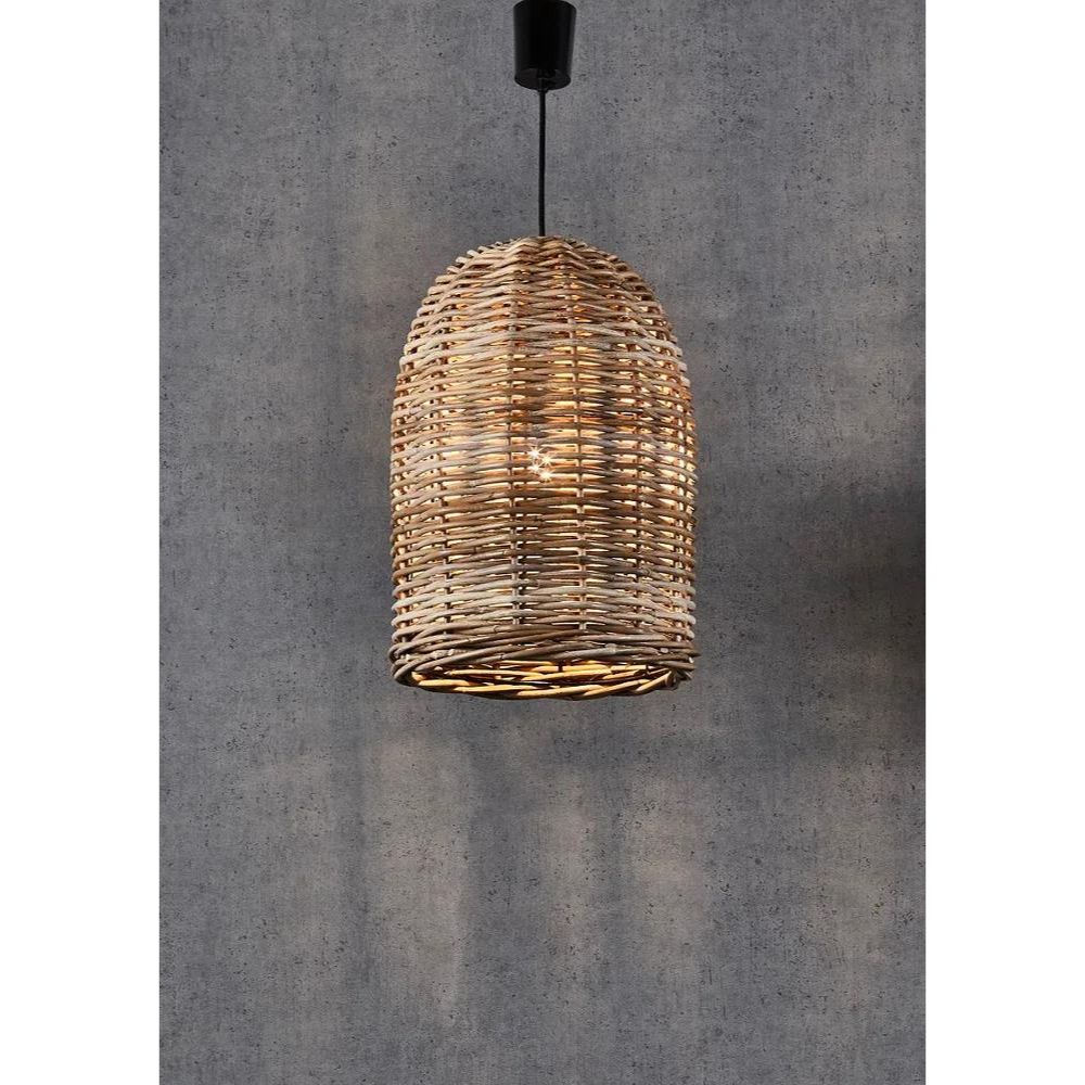 Rattan Bell Ceiling Pendant in Natural - Small - Notbrand