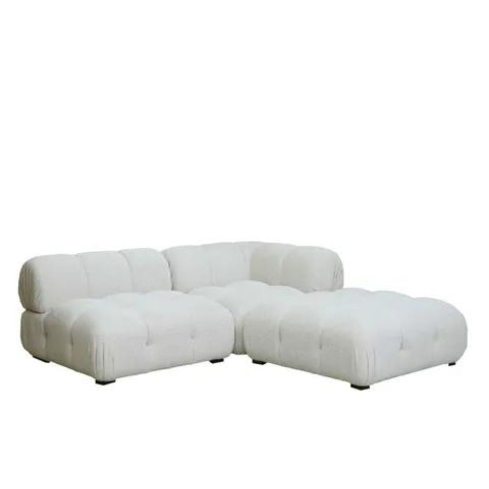 Hugo Vanilla Boucle L Shape Sofa - White - Notbrand