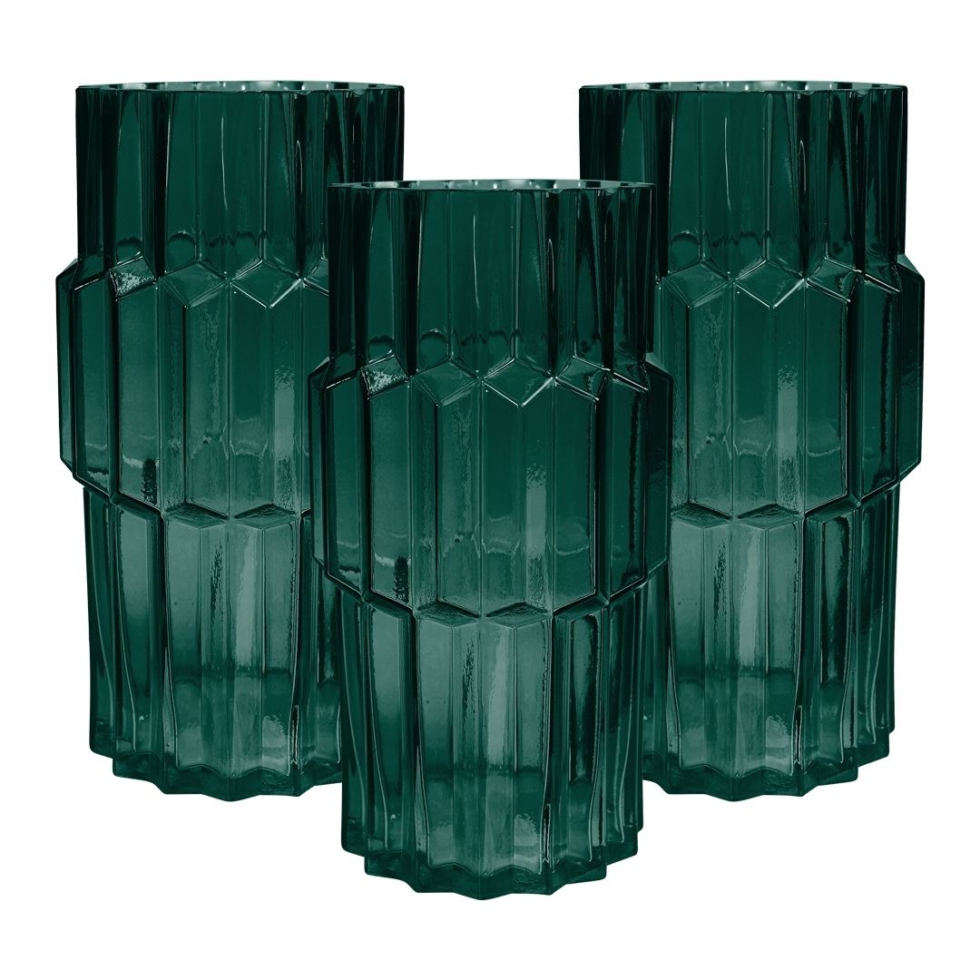 Set of 3 Lune Deco Glass Vases in Jade - Large - Notbrand
