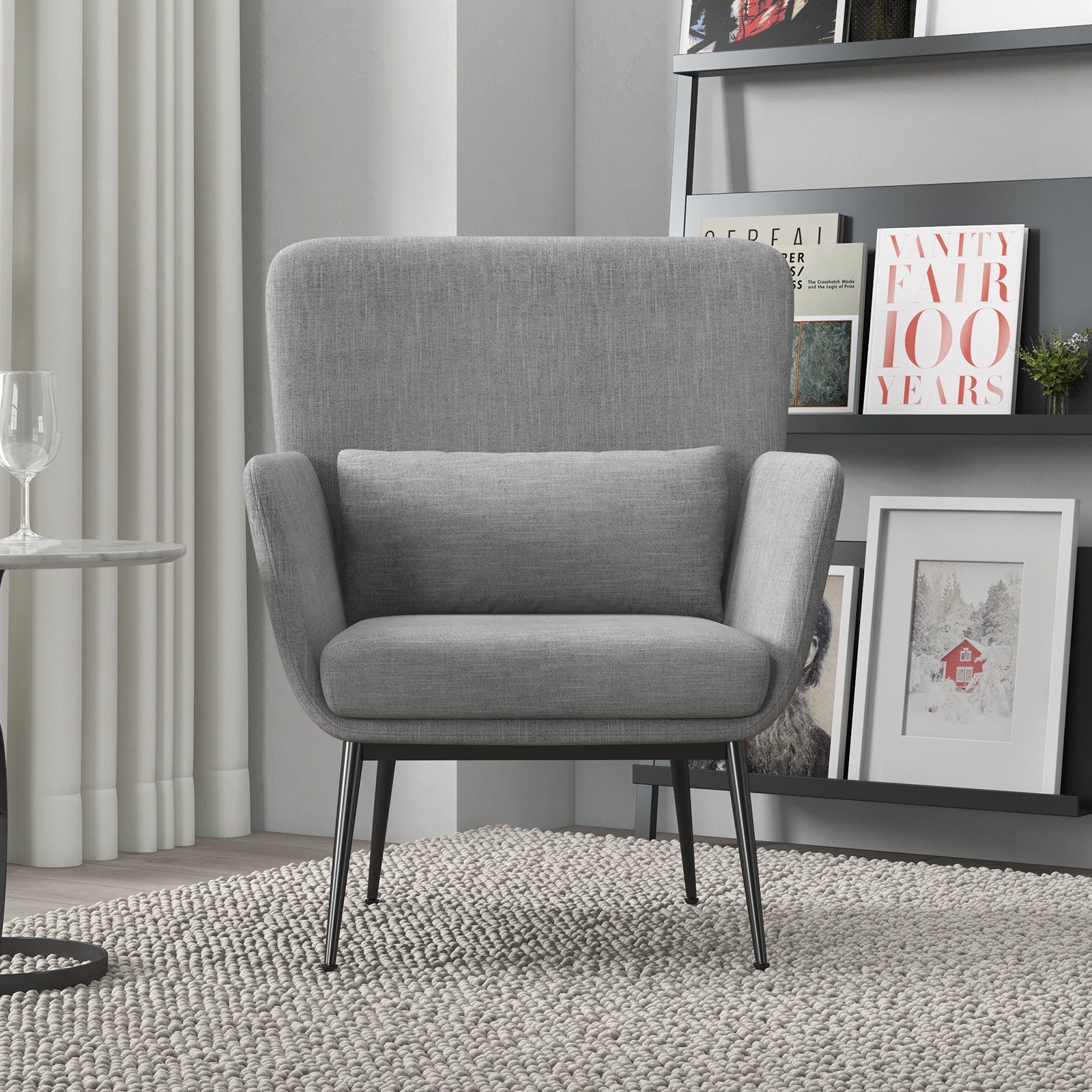 Cora Accent Fabric Luxury Upholstered Chair - Light Grey - Notbrand