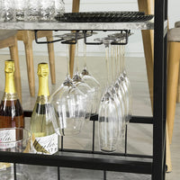 Odorala Metal 3 Tiers Kitchen Serving Trolley with Wine Rack - Grey - Notbrand