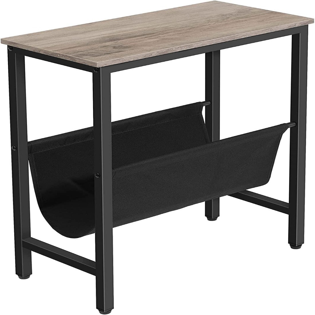 Industrial Side Table with Sling Magazine Holder - Grey - Notbrand