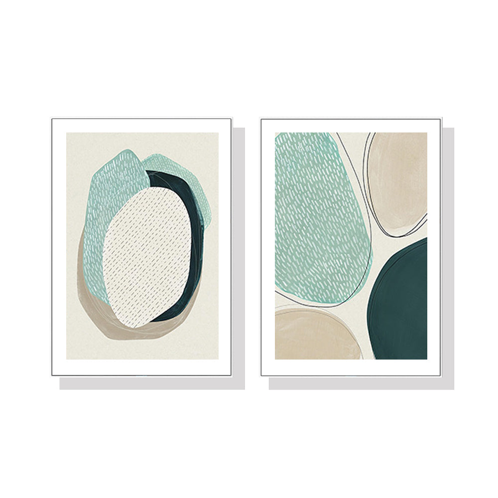 Canvas Abstract Green Circle Wall Art with White Frame - 70cm - Notbrand