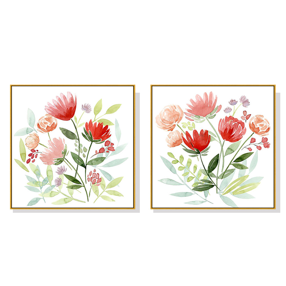 Canvas Florals 2 Sets Wall Art with Gold Frame - 50cm - Notbrand