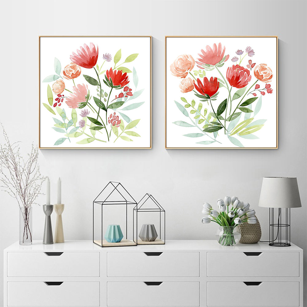 Canvas Florals 2 Sets Wall Art with Gold Frame - 50cm - Notbrand