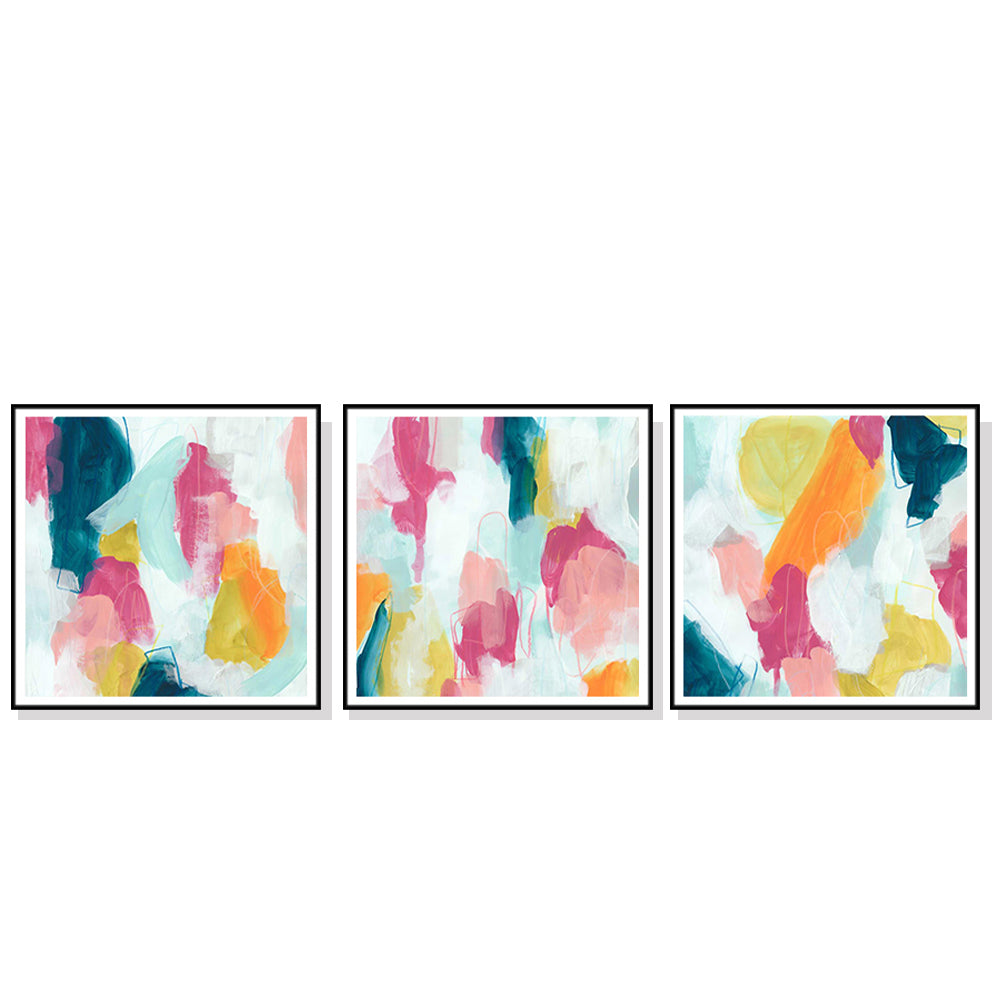 Canvas Colourful 3 Sets Wall Art with Black Frame - 50cm - Notbrand