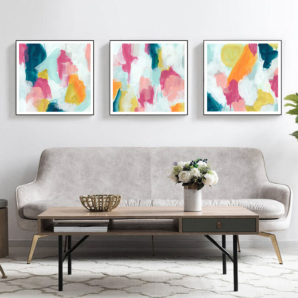 Canvas Colourful 3 Sets Wall Art with Black Frame - 50cm - Notbrand