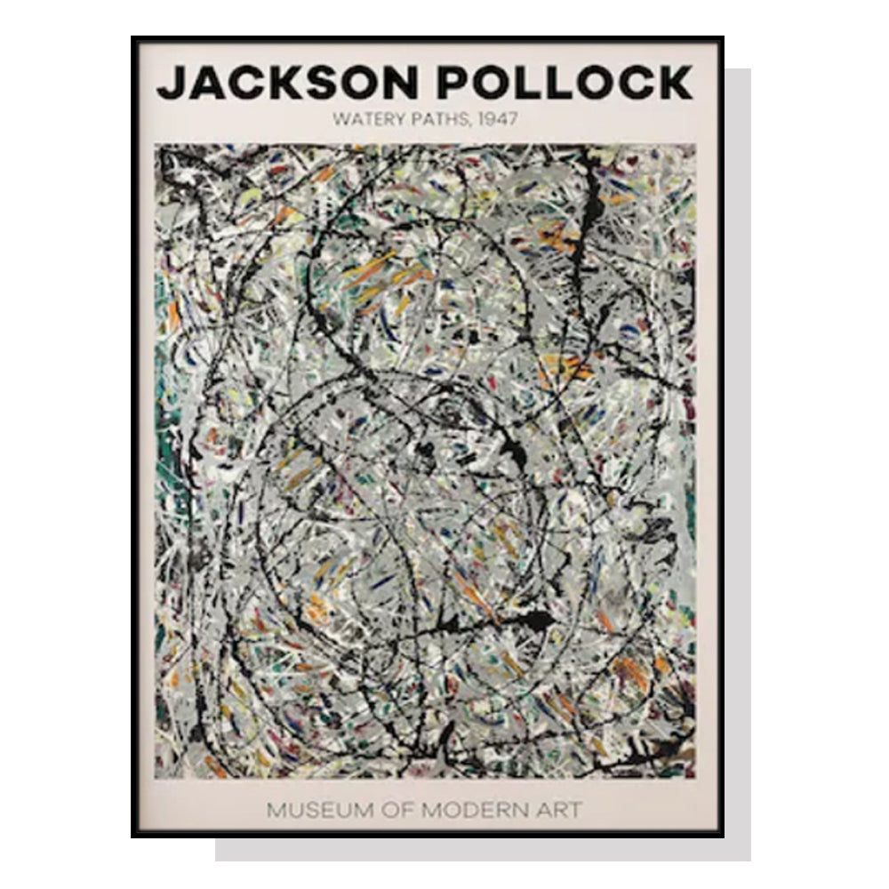 Canvas Jackson Pollock Exhibition III Wall Art with Black Frame - 70cm - Notbrand