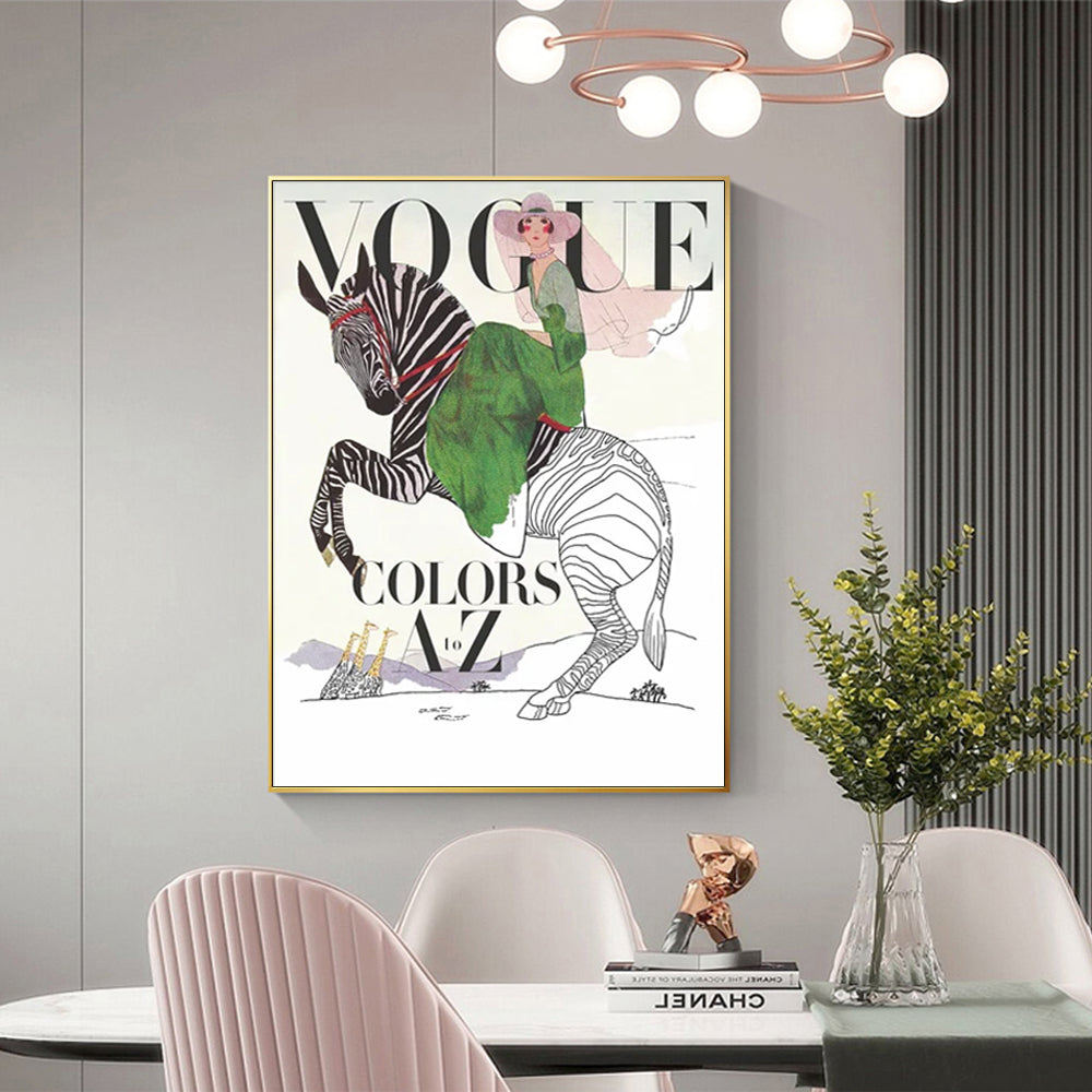 Canvas Vogue Lady Wall Art with Gold Frame - 70cm - Notbrand