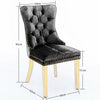 Aaden Velvet Dining Black Chairs with Golden Metal Legs Set - 2 Pieces - Notbrand