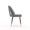 Aaden Velvet Dining Grey Chairs with Golden Metal Legs Set - 2 Pieces - Notbrand
