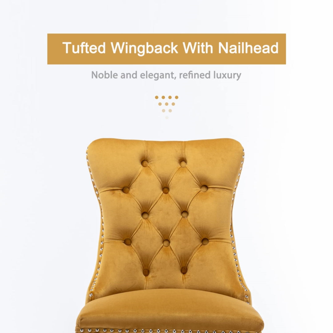 Blaze Golden Velvet Dining Chairs Set - 2 Pieces - Notbrand