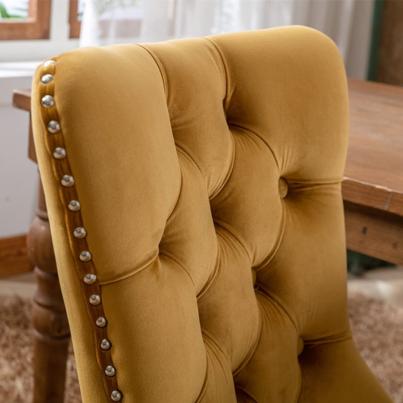 Blaze Golden Velvet Dining Chairs Set - 2 Pieces - Notbrand