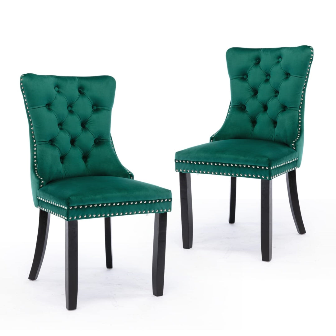 Blaze Green Velvet Dining Chairs Set - 2 Pieces - Notbrand