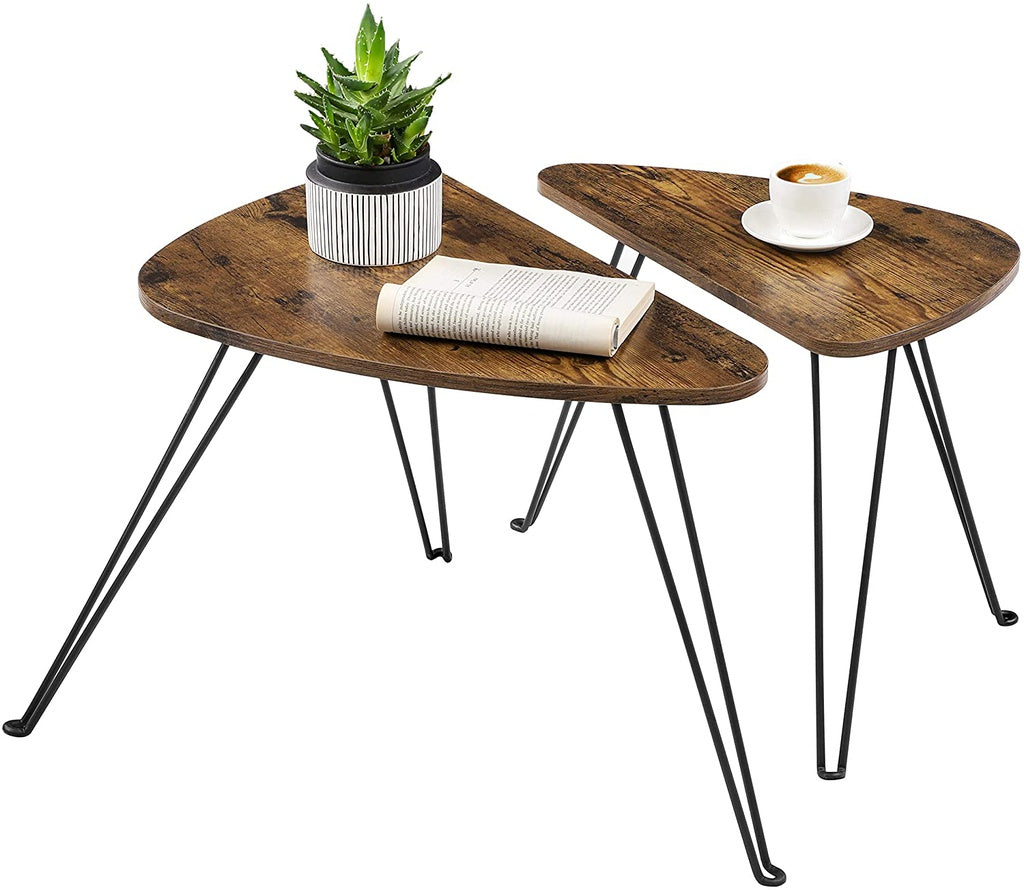 VASAGLE Nesting Table Triangle Rustic Brown and Black LNT012B01 - Notbrand