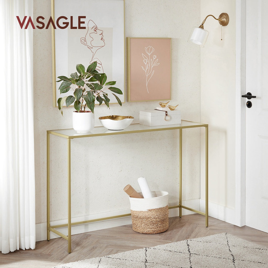 Vasagle Tempered Console Table - Glass Gold - Notbrand
