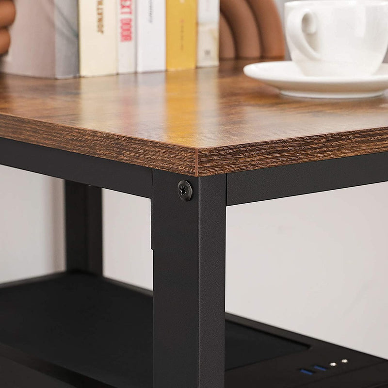 VASAGLE Computer Desk with 2 Shelves Rustic Brown and Black LWD47X - Notbrand