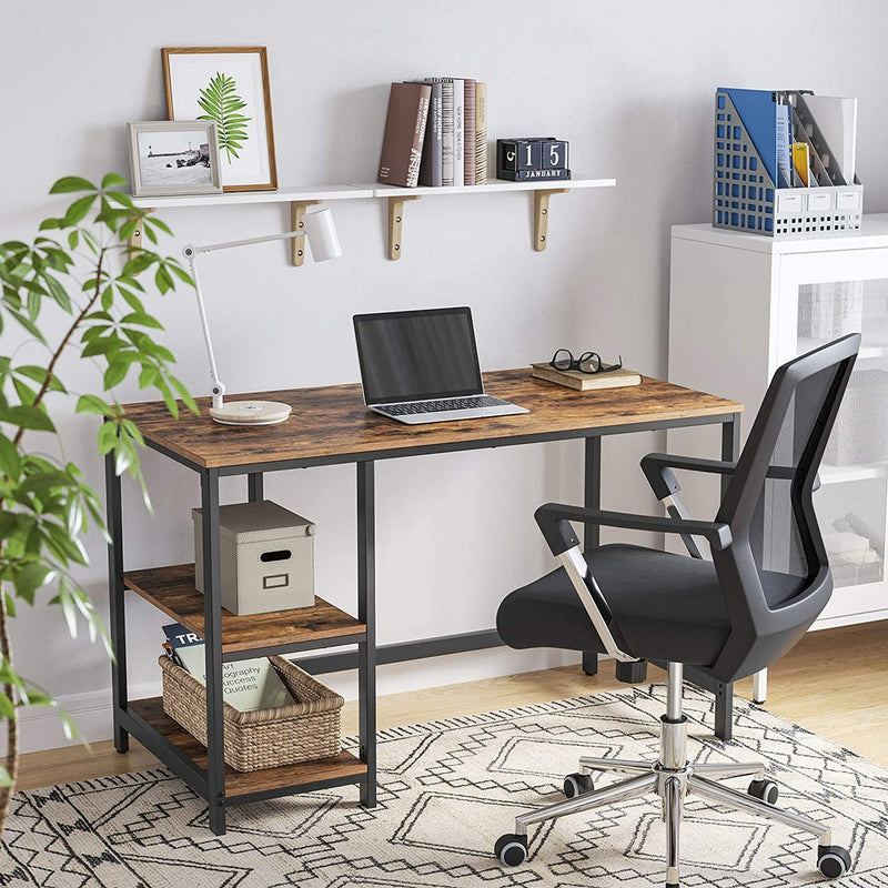 VASAGLE Computer Desk with 2 Shelves Rustic Brown and Black LWD47X - Notbrand