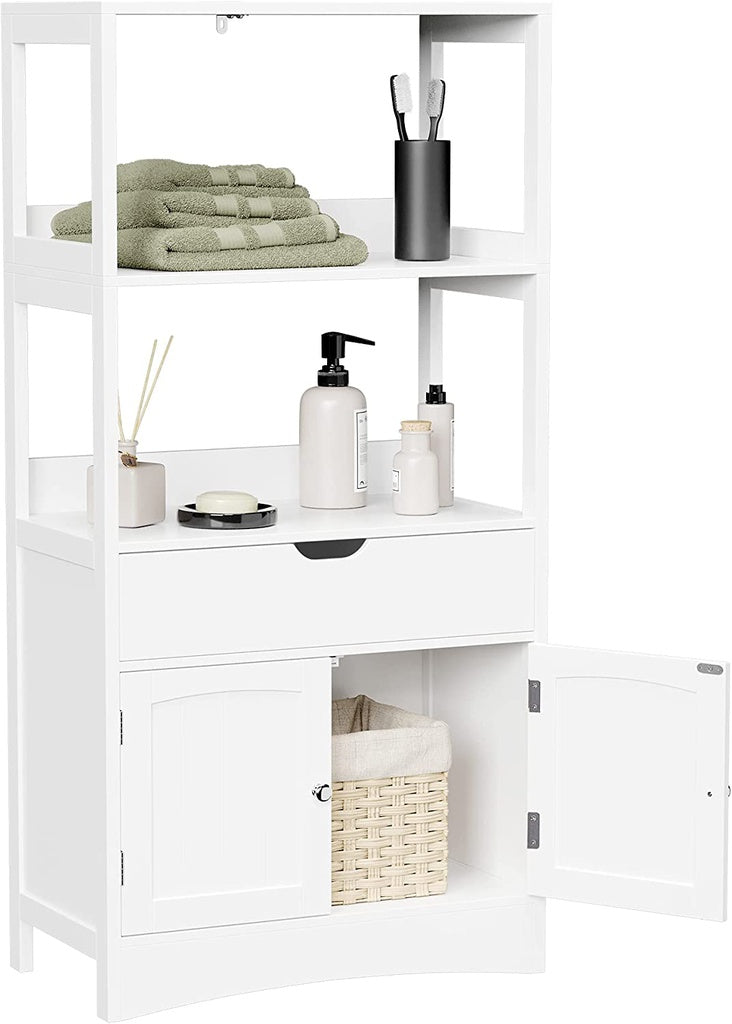 VASAGLE Floor Cabinet with Drawer 2 Open Shelves and Double Doors White BBC64WT - Notbrand