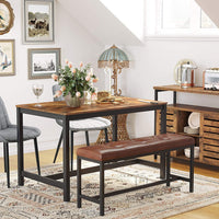 Hapurian Dining Kitchen Table with Metal Frame - Rustic Brown - Notbrand