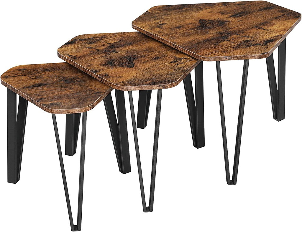 Hapurian Nesting Coffee Table in Rustic Brown  Set - 3 Pieces - Notbrand