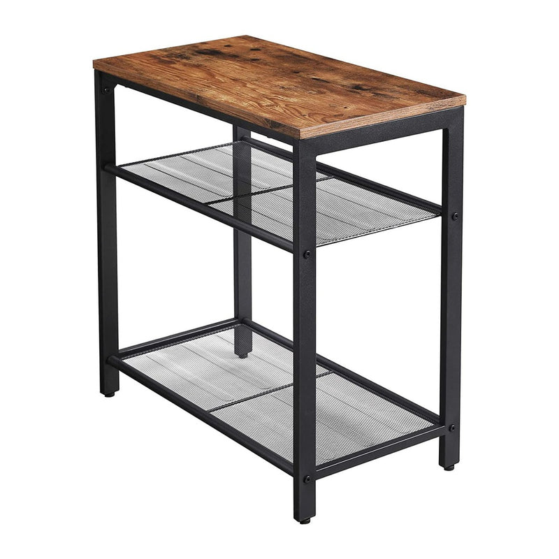 Vasagle Indestic Side Table with 3-Tier Mesh Shelves - Rustic Brown - Notbrand
