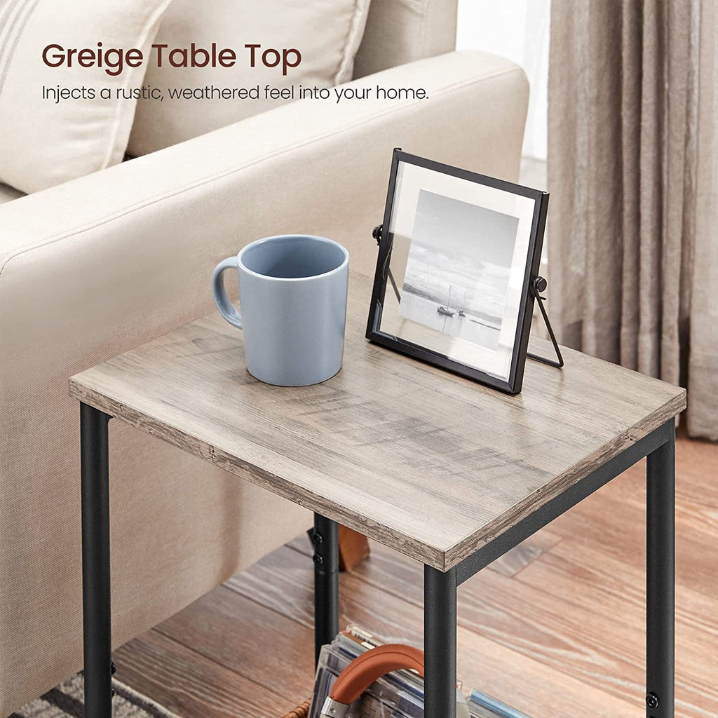 Vasagle Steel Frame End Table with Shelf in Greige & Black - Set of 2 - Notbrand