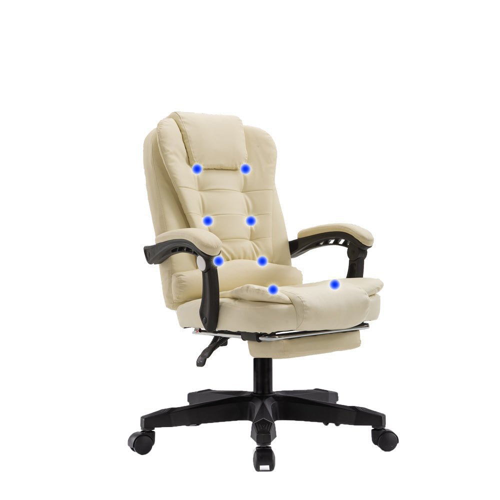 Robbie 8 Point Footrest Recliner Pu Leather Massage Chair - Khaki - Notbrand