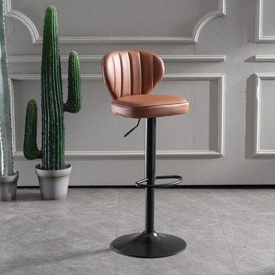 Thistle Swivel Gas Lift Counter Bar Stool in Lightgreen Leather - Set of 2