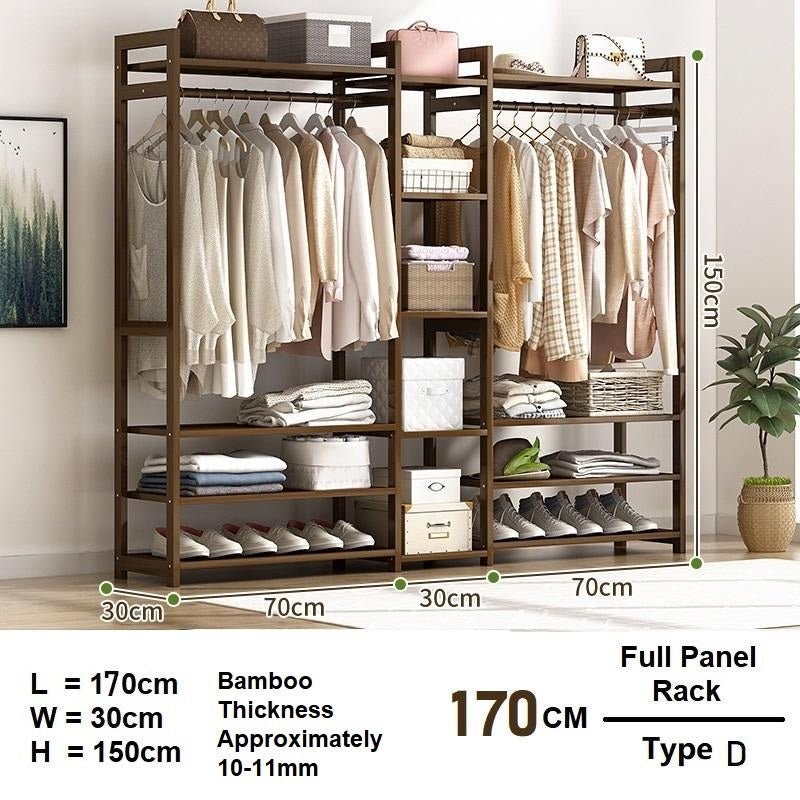 Avo Bamboo Hanging Clothes Rack with Shelves - 170cm - Notbrand